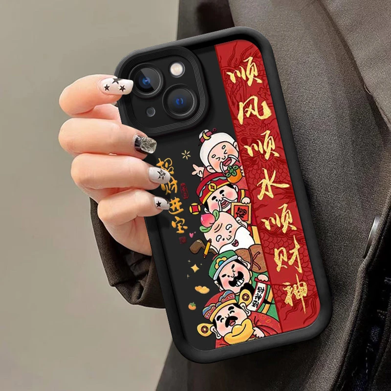 顺风顺水顺财神适用苹果16华为mate70荣耀手机壳oppo软壳vivo小米