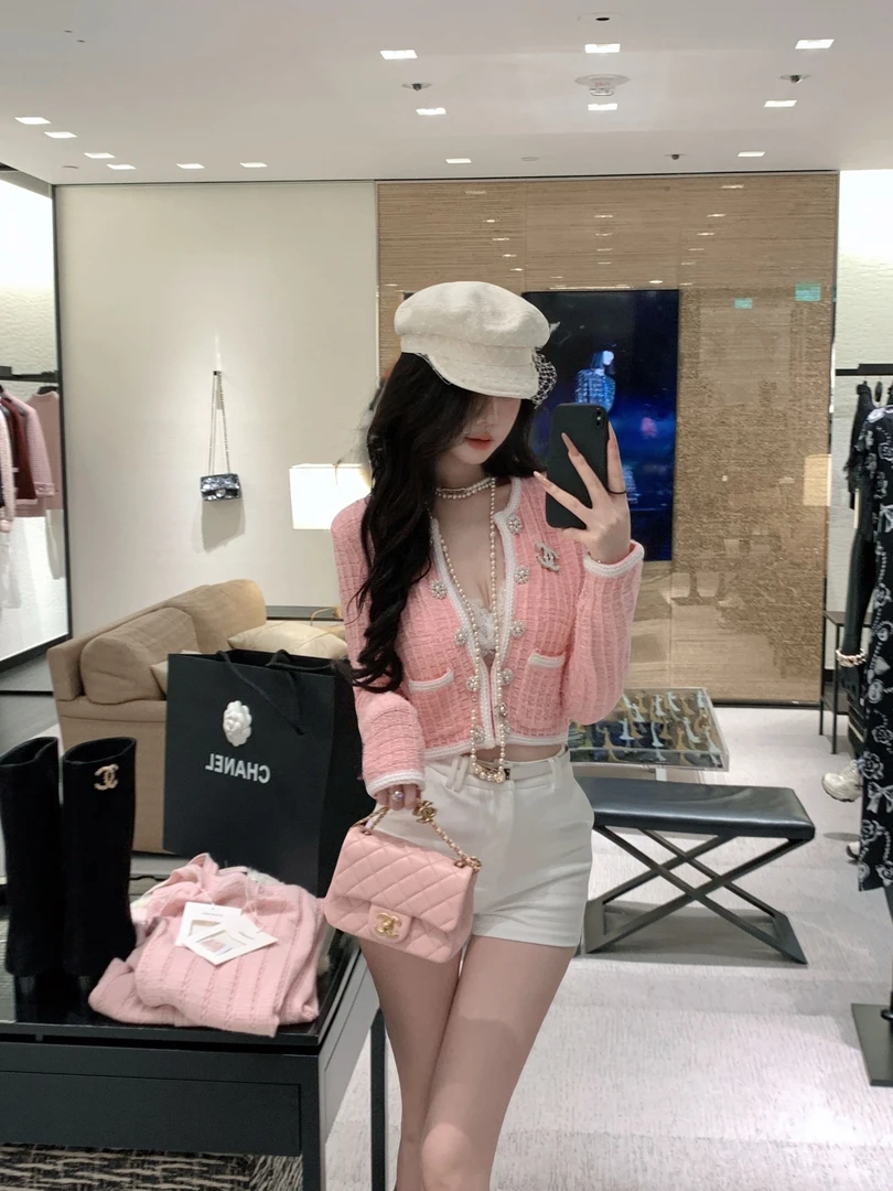 【雅乔定制】芭比香气 高级感气质粉色毛织小香短外套DYTH-25063889