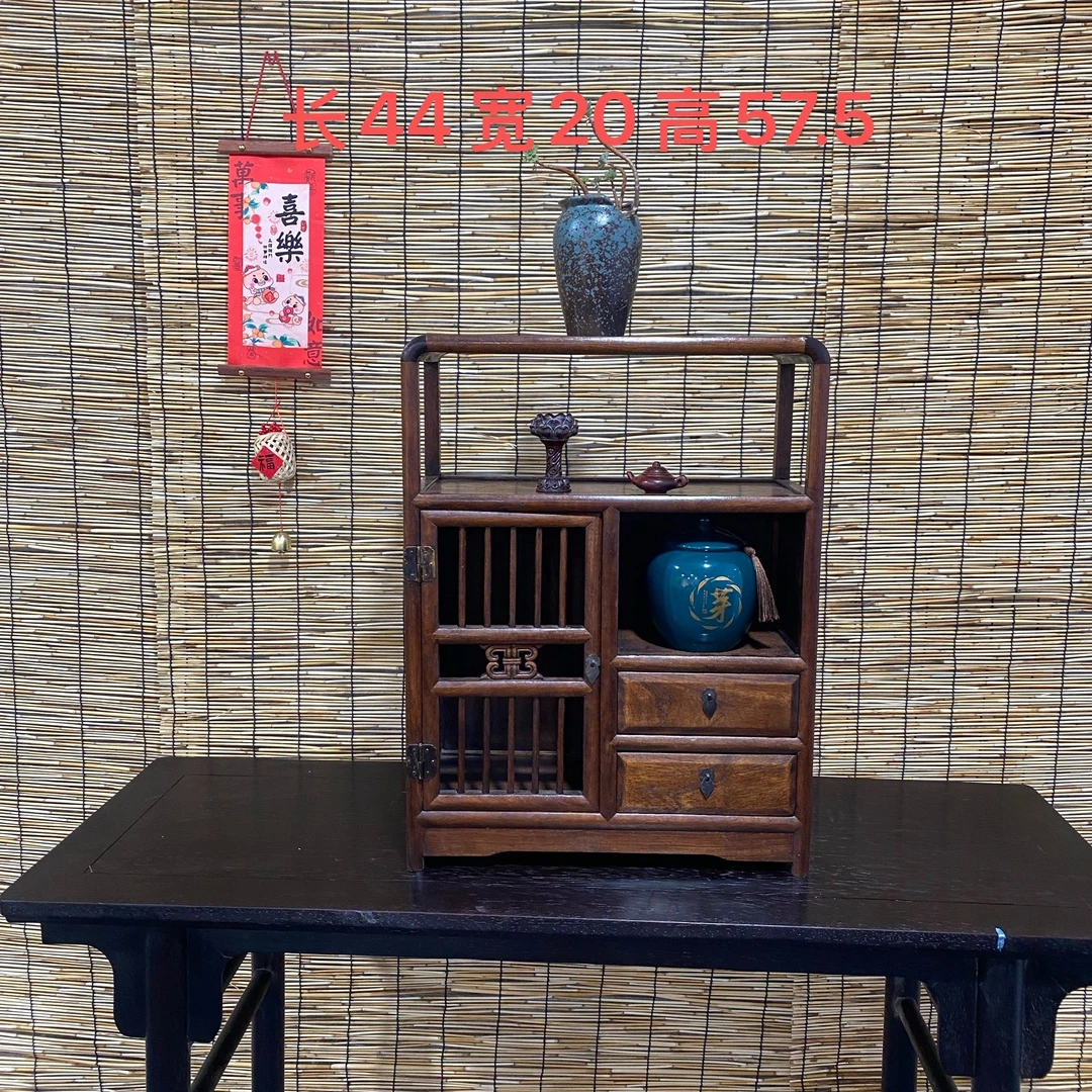 镂空门双抽屉博古架五三