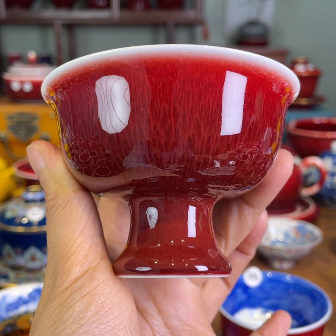 清欢雅玩原矿郎红高脚杯