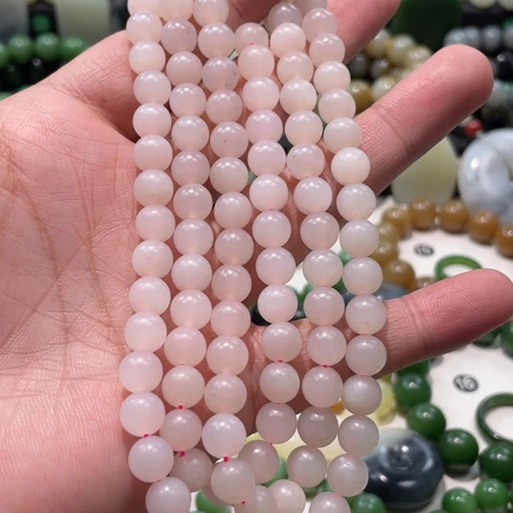 和田玉未镶嵌手串新疆山流水卡8柔光108