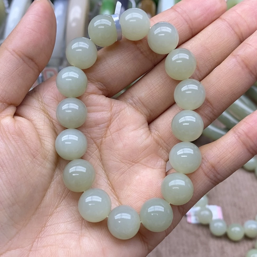 和田玉手串未镶嵌小*儿卡12