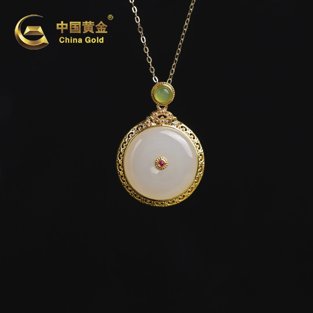 【中国黄金】逸伦 | 和田玉*吊坠*18K金镶嵌-D8928-格