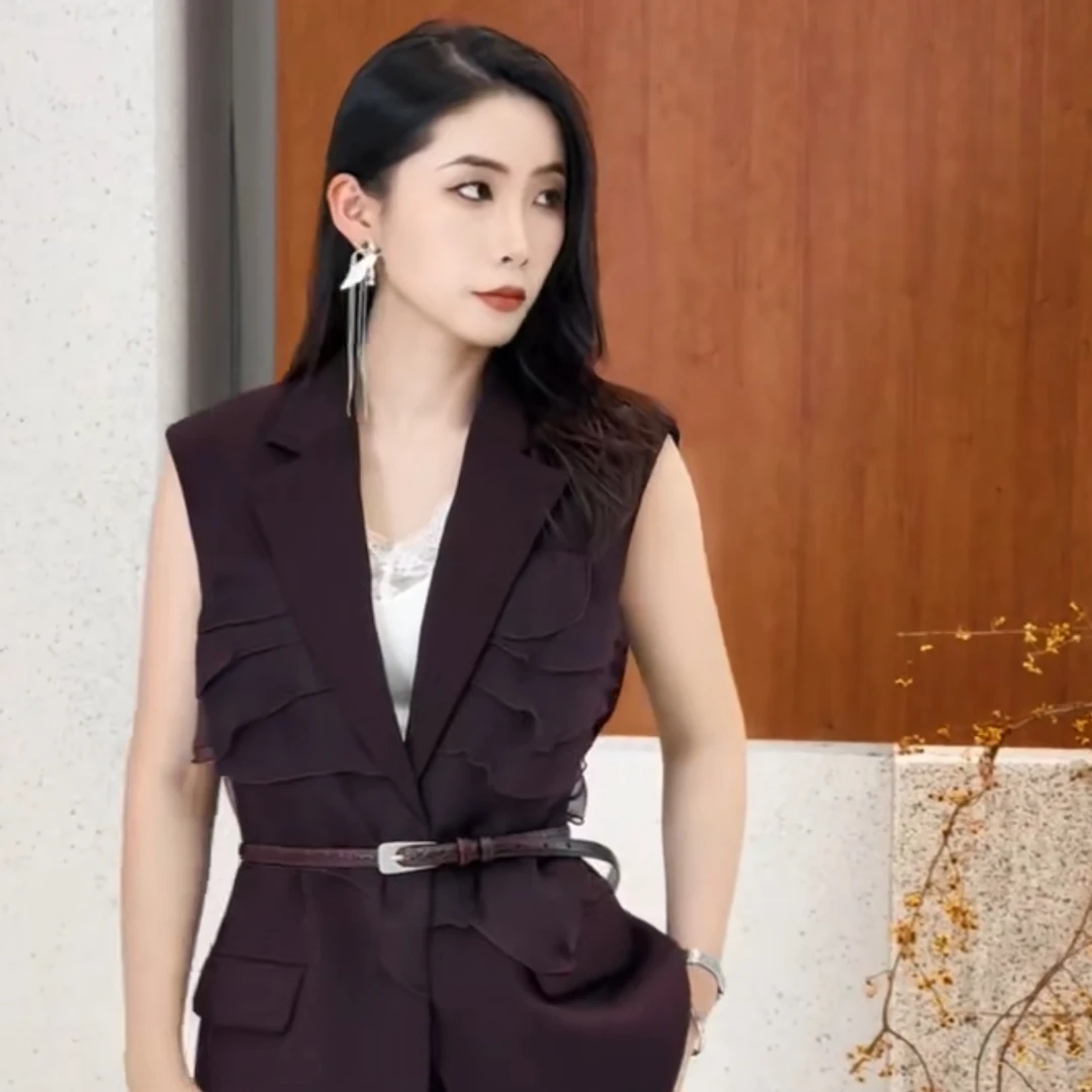 【RZ】造型感拼接显瘦马甲外套