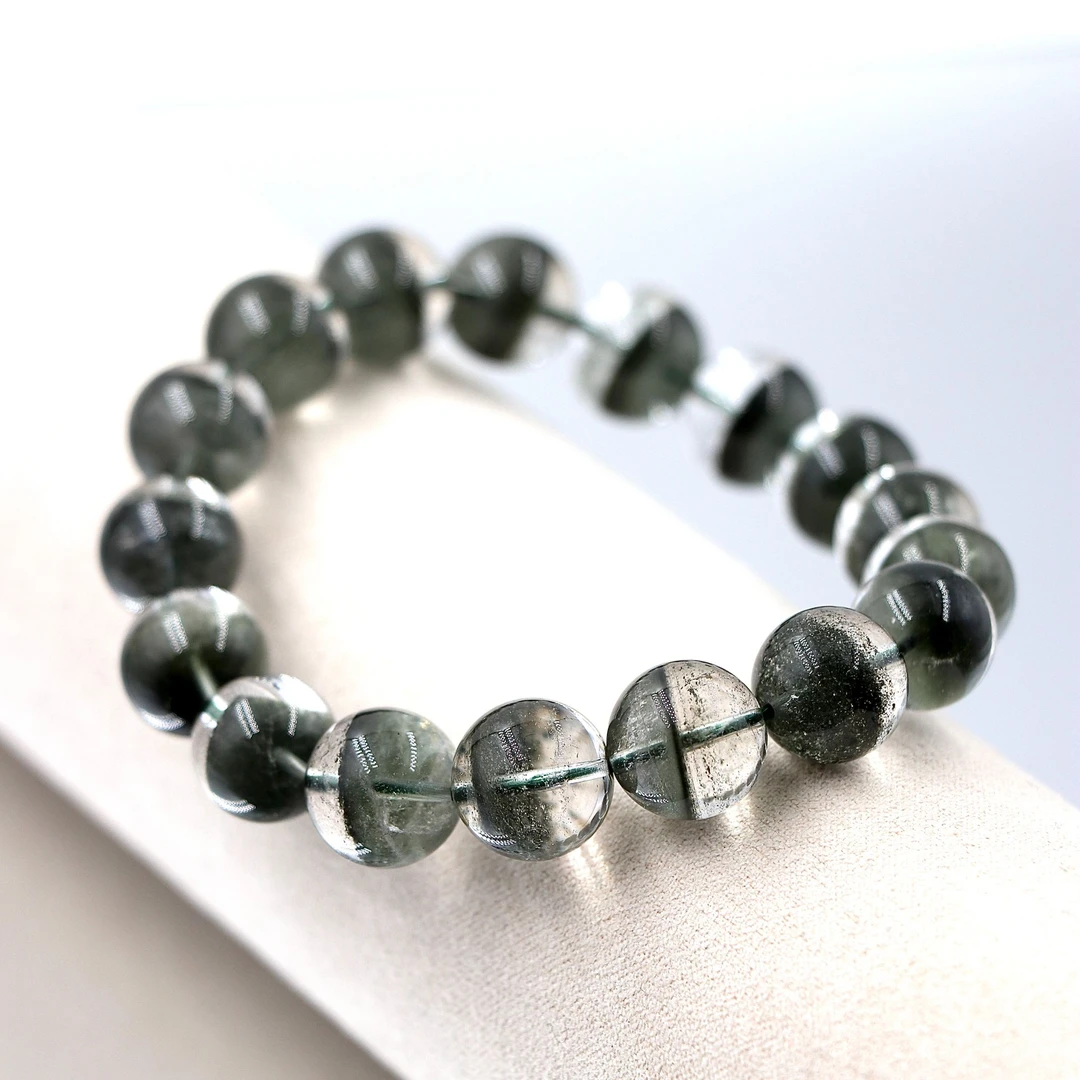 天然高阶半盆千层墨绿幽灵水晶手串Y4022-尺寸可选-多样性发一