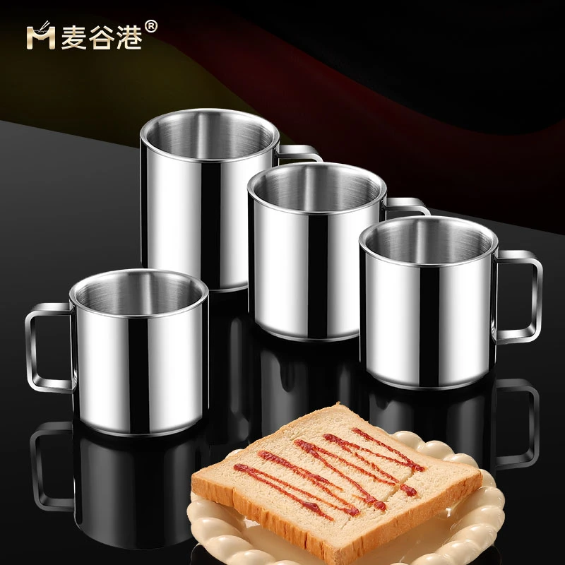 食品级儿童水杯幼儿园上学专用304不锈钢家用小水杯防摔杯子双层