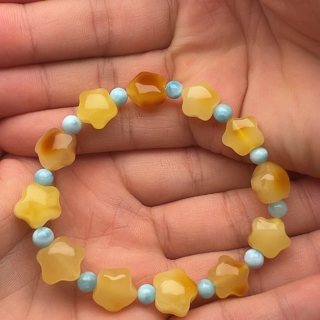 蜜蜡未镶嵌颈饰多宝星星手串