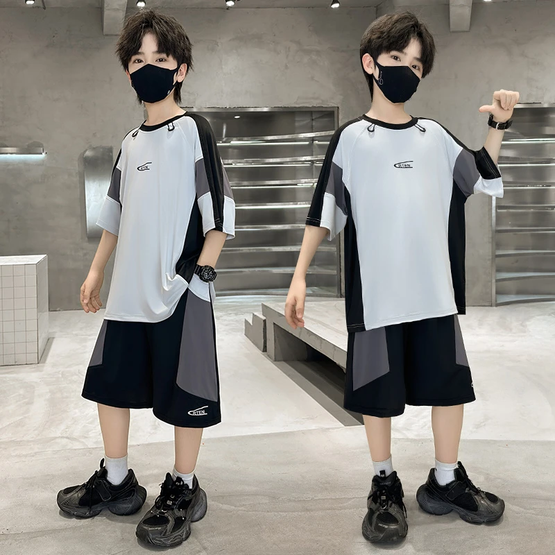 男童夏装套装儿童运动速干衣童装男孩中大童夏季短袖短裤痞帅炸街
