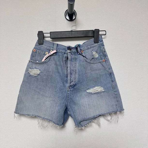 未使用 GUCCI/古驰 猫咪刺绣破坏牛仔短裤/23码/24码
