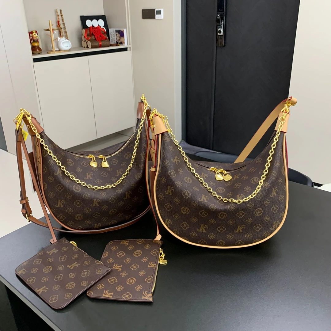 莫妮卡奇奇撞色老花单肩腋下月牙托特复古欧美小众设计女士通勤包