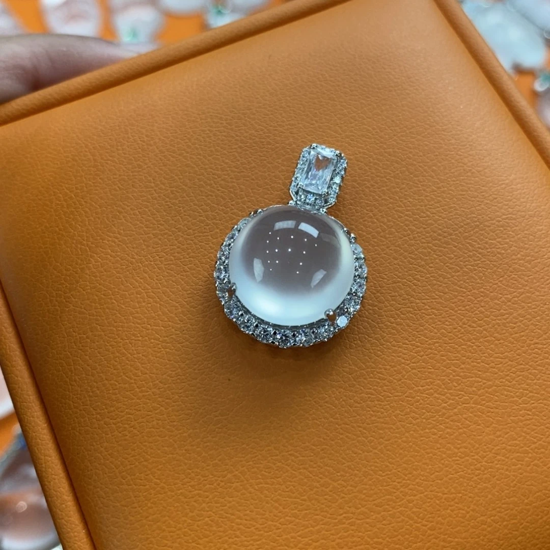 石英质玉吊坠(不含链)银S925镶嵌