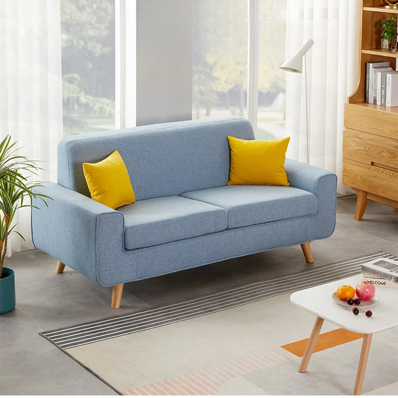 实木沙发简约办公客厅布艺沙发小户型双人休闲卧室创意置物服装店