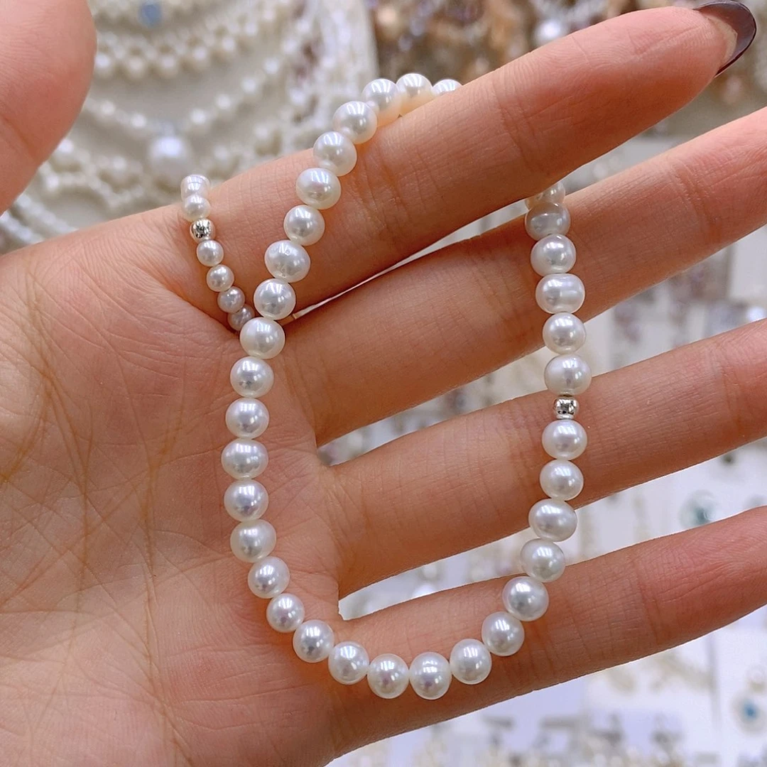 颈饰银S925镶嵌淡水珍珠