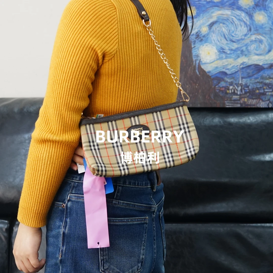 95新 BURBERRY/博柏利 巴宝莉/格纹单肩包/JJ01307469/7469