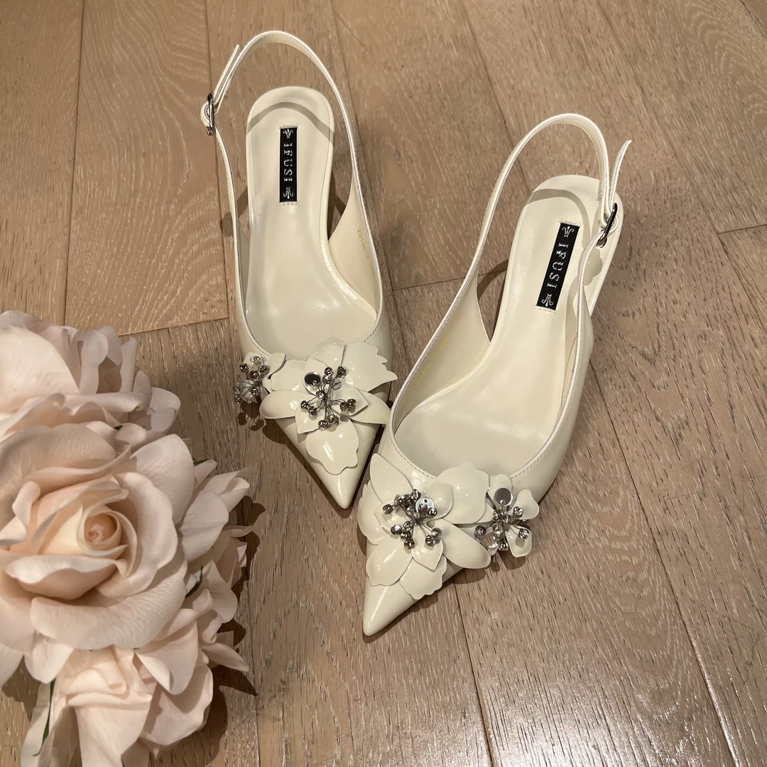 【断码特价】轻奢手工花  漆皮尖头凉鞋高跟鞋 2318K-7