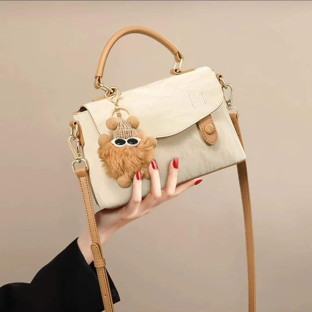 女士牛皮时尚百搭柔软商务通勤出差单肩包斜挎包01760