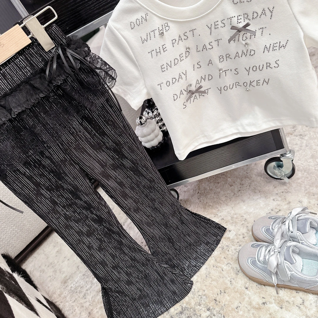 【Mt studio】【新款】亮丝细闪微喇裤夏季女童洋气百搭休闲遛弯裤