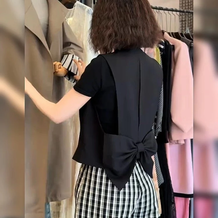 7588#设计感小众黑色蝴蝶结无袖西装马甲女高级感漂亮外穿时尚