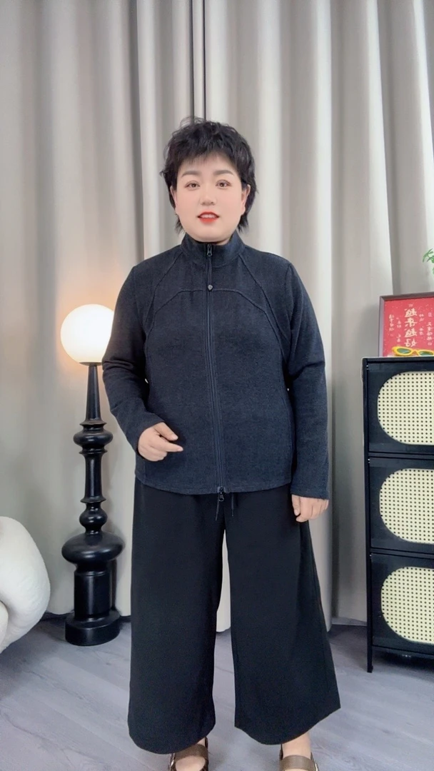胖MM小蛮腰大码厚款外套女装秋季时尚休闲百搭小立领运动外套