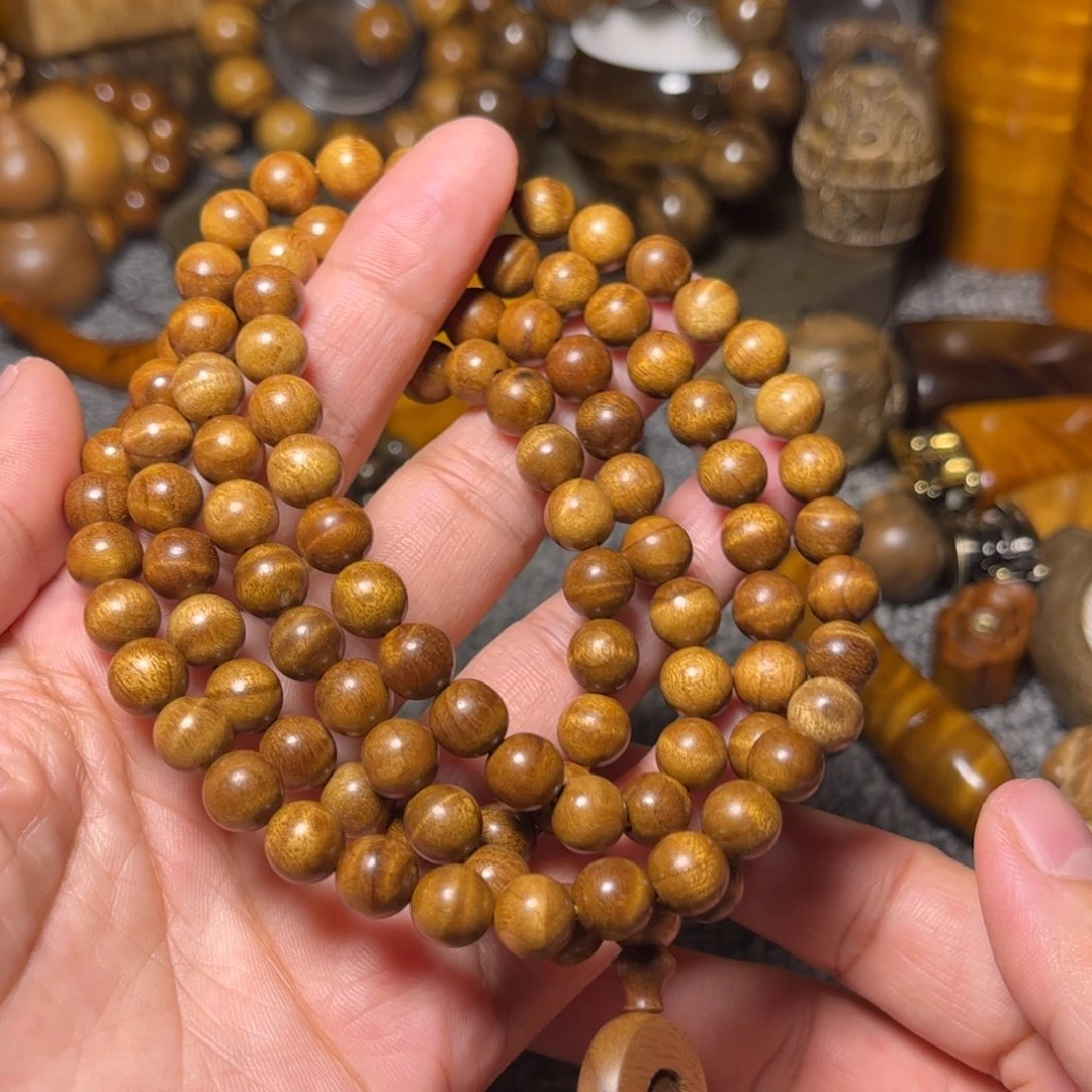 金丝楠枯木花纹佛珠0.8