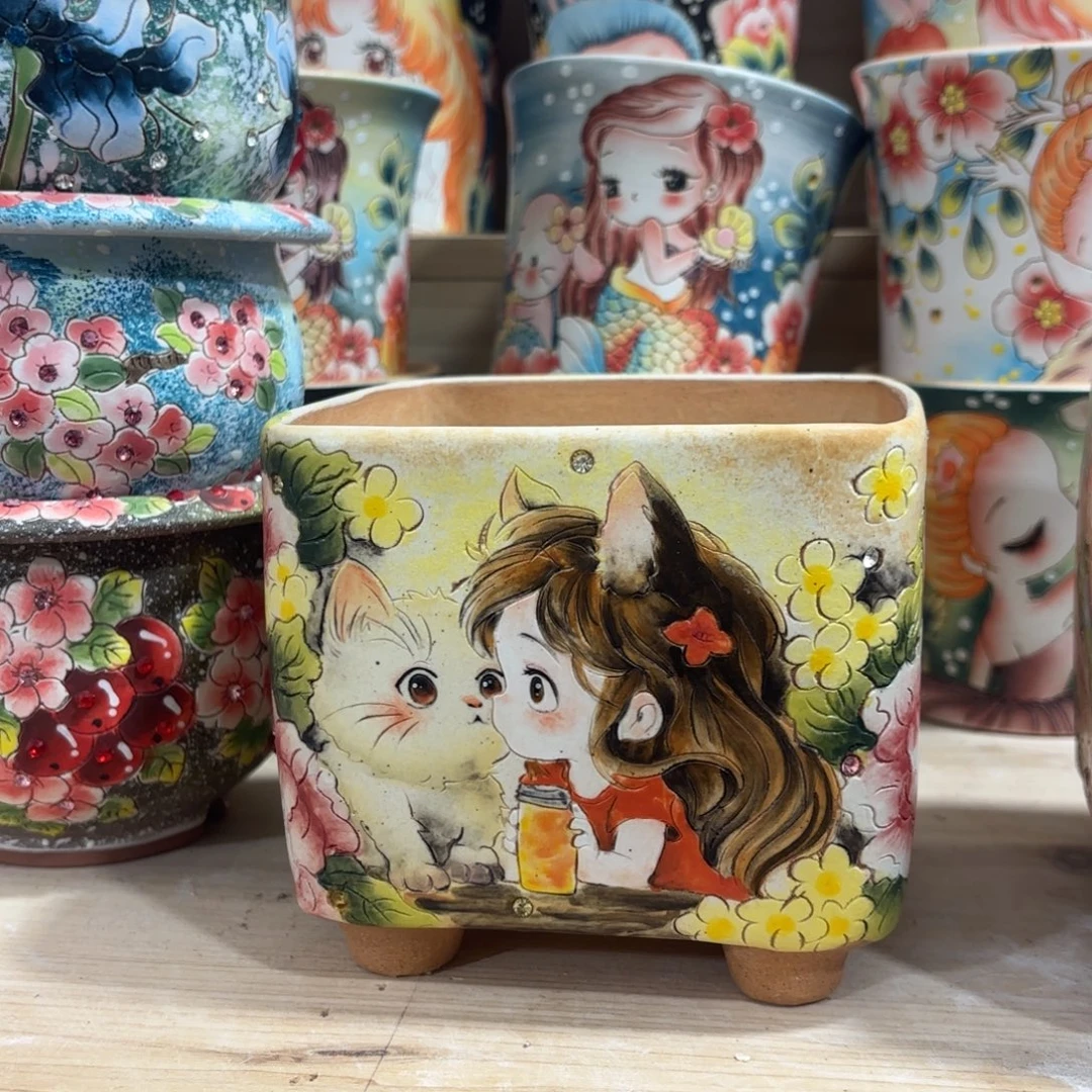 景德镇手绘花盆陶瓷12/11