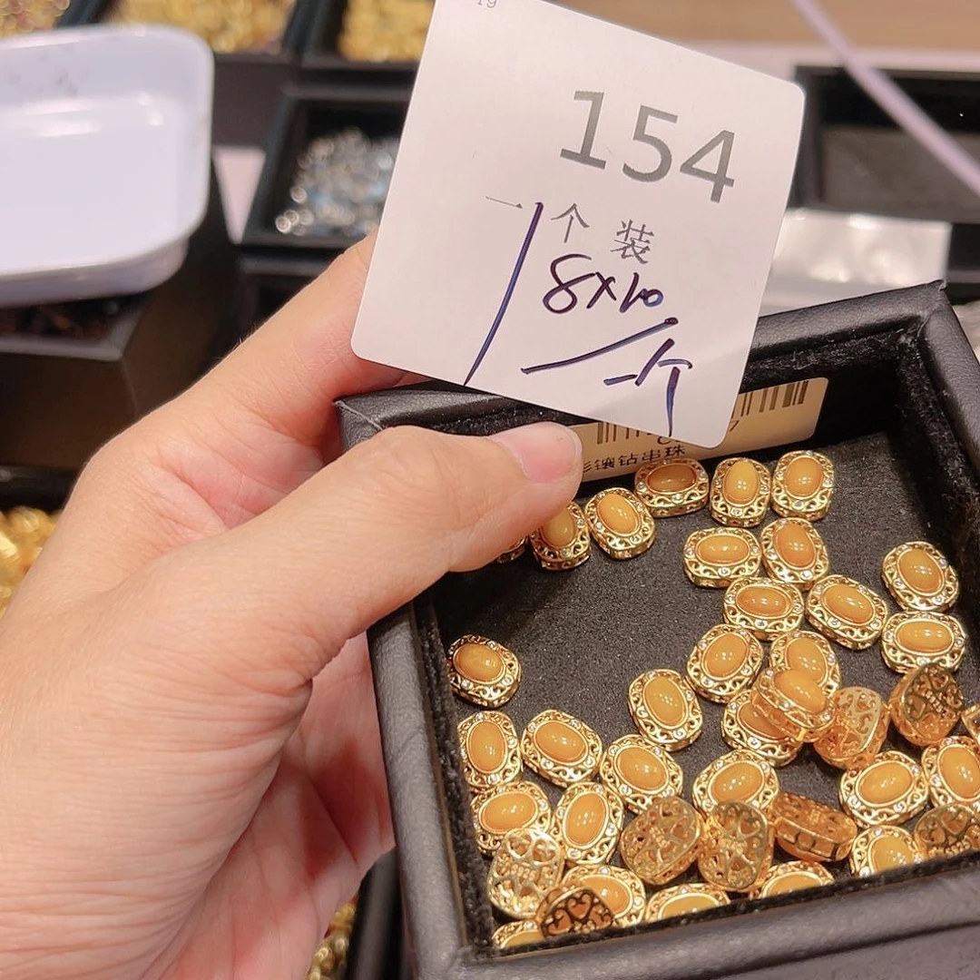 蜜蜡珠宝奇石银S925镀金镶嵌154