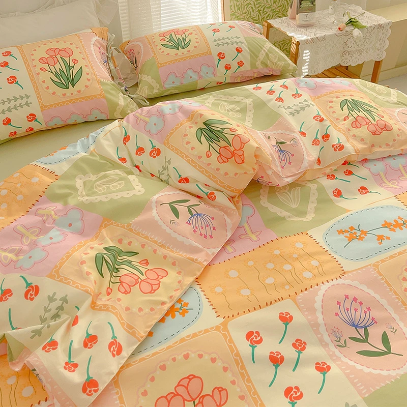 花园奇遇记 原创设计复古碎花拼布全棉三四件套纯棉床单被套枕套