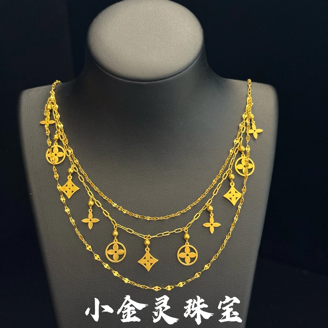 【老花项链】足金999黄金5G老花项链高级潮流时尚项链