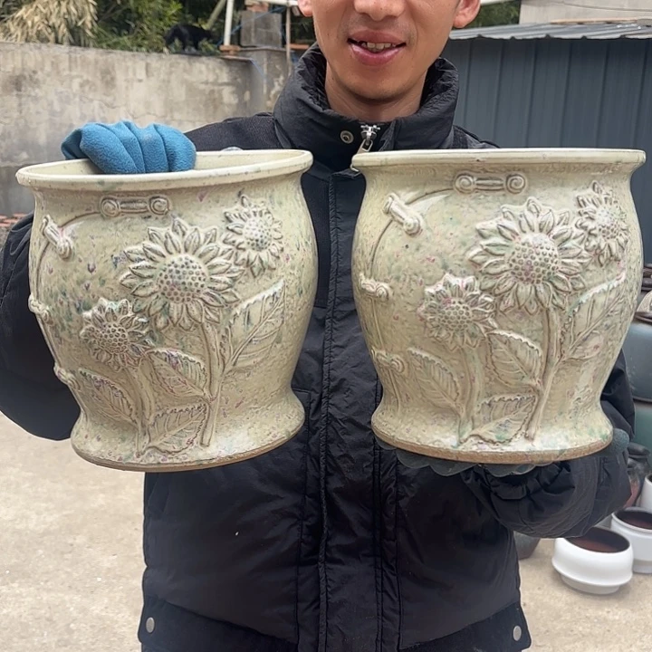 紫砂茶碗太阳花两个20高度20