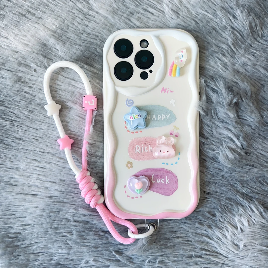 日韩ins潮款编织手工绳挂绳手腕带钥匙扣壳挂件多巴胺链条