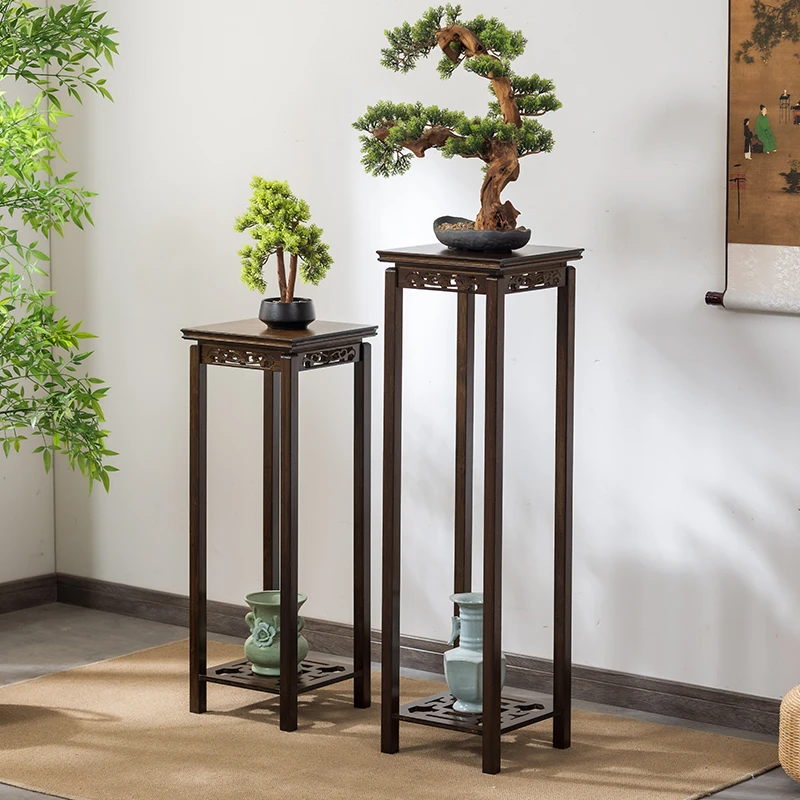 新中式花架家用花盆托架客厅多层落地式植物架阳台置物架高档新款