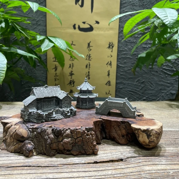 青砂石小号院+凉亭+小桥造景三件套