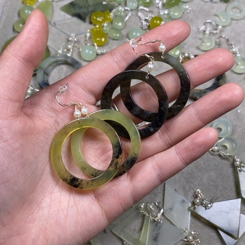 【闪购商品】未镶嵌蛇纹石玉挂件耳饰耳环项链万*生