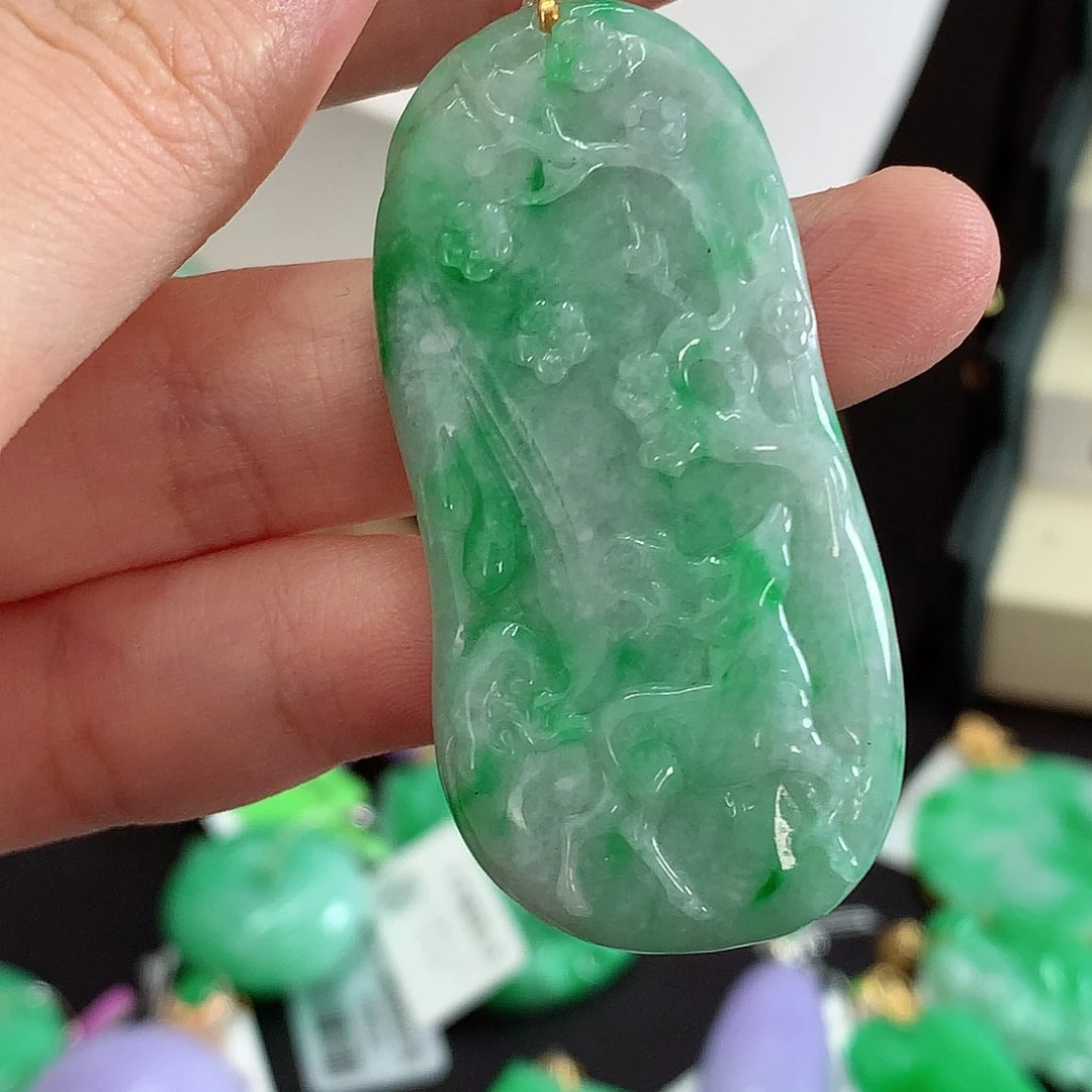 翡翠18K金镶嵌吊坠(不含链)