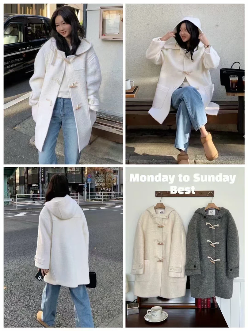 泡菜正品MTS家牛角扣戴帽大衣（no退换）