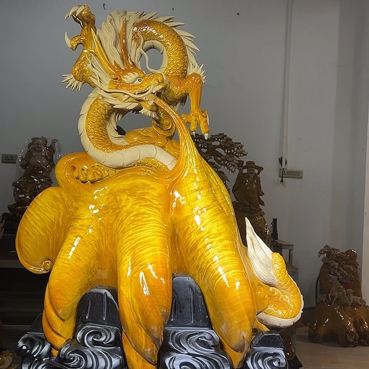 石***玩金丝楠木龙摆件．．