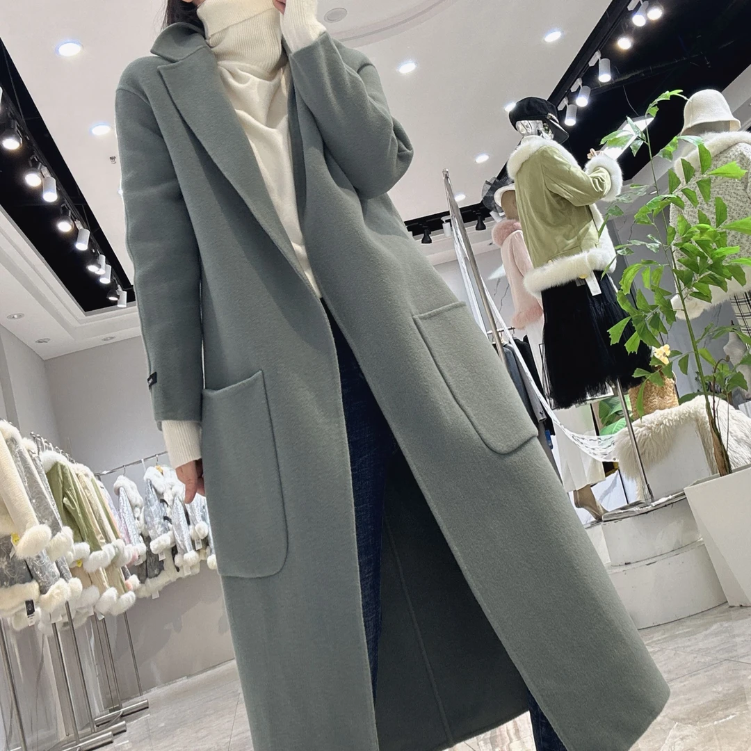 2024年棕色高货精品高端冬季羊绒大衣保暖时尚保暖羊绒大衣外套女