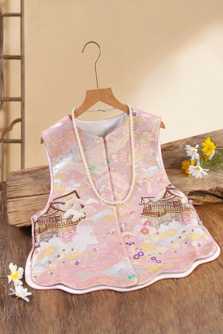 【亭台楼阁】复古国风新中式纯手工织金马甲四季款