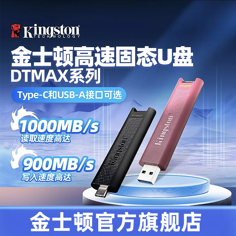 金士顿官方256G高速固态U盘DTMAX大容量1000MB/s手机电脑移动硬盘
