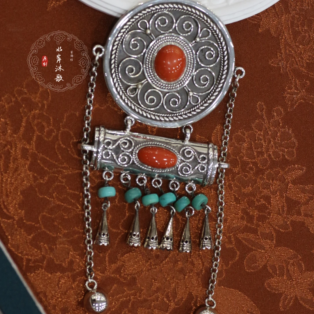 吊坠足银 老旭日原创设计蒙古元素手工纯银吊坠项链3980