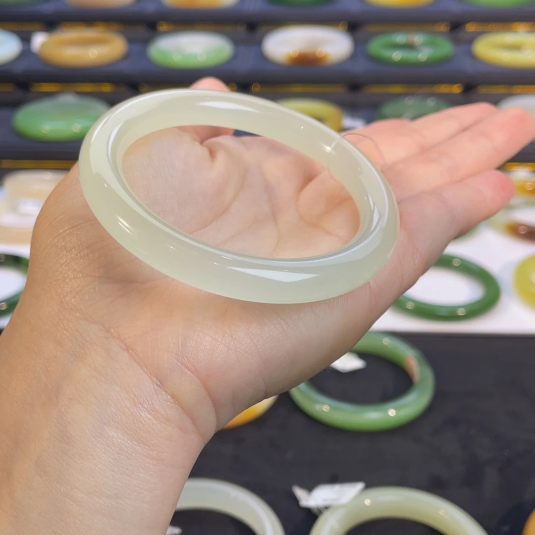 未镶嵌手镯和田玉高冰玻璃底手镯5758