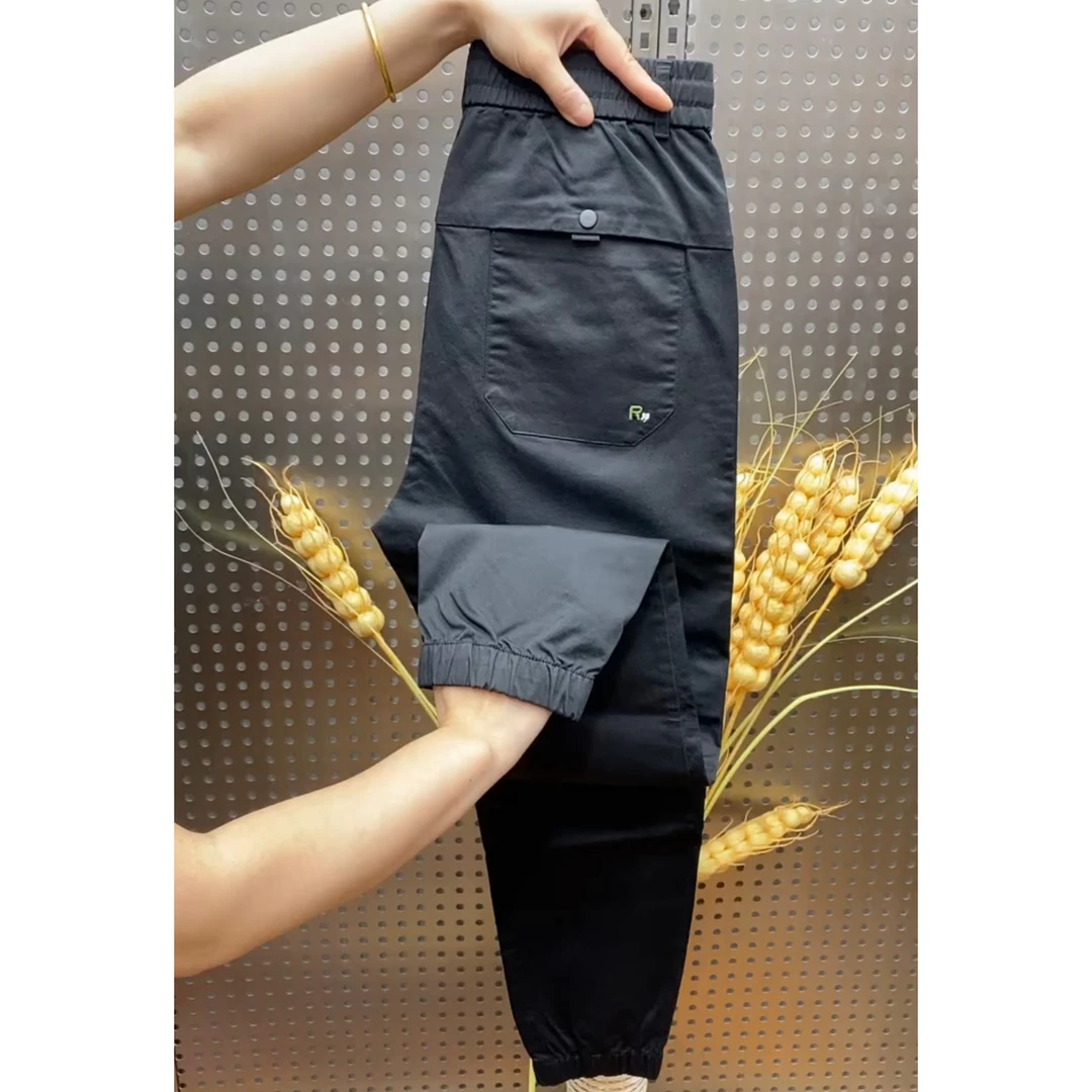 秋季新款高档束脚休闲裤男士刺绣小脚裤子弹力宽松潮流百搭哈伦裤