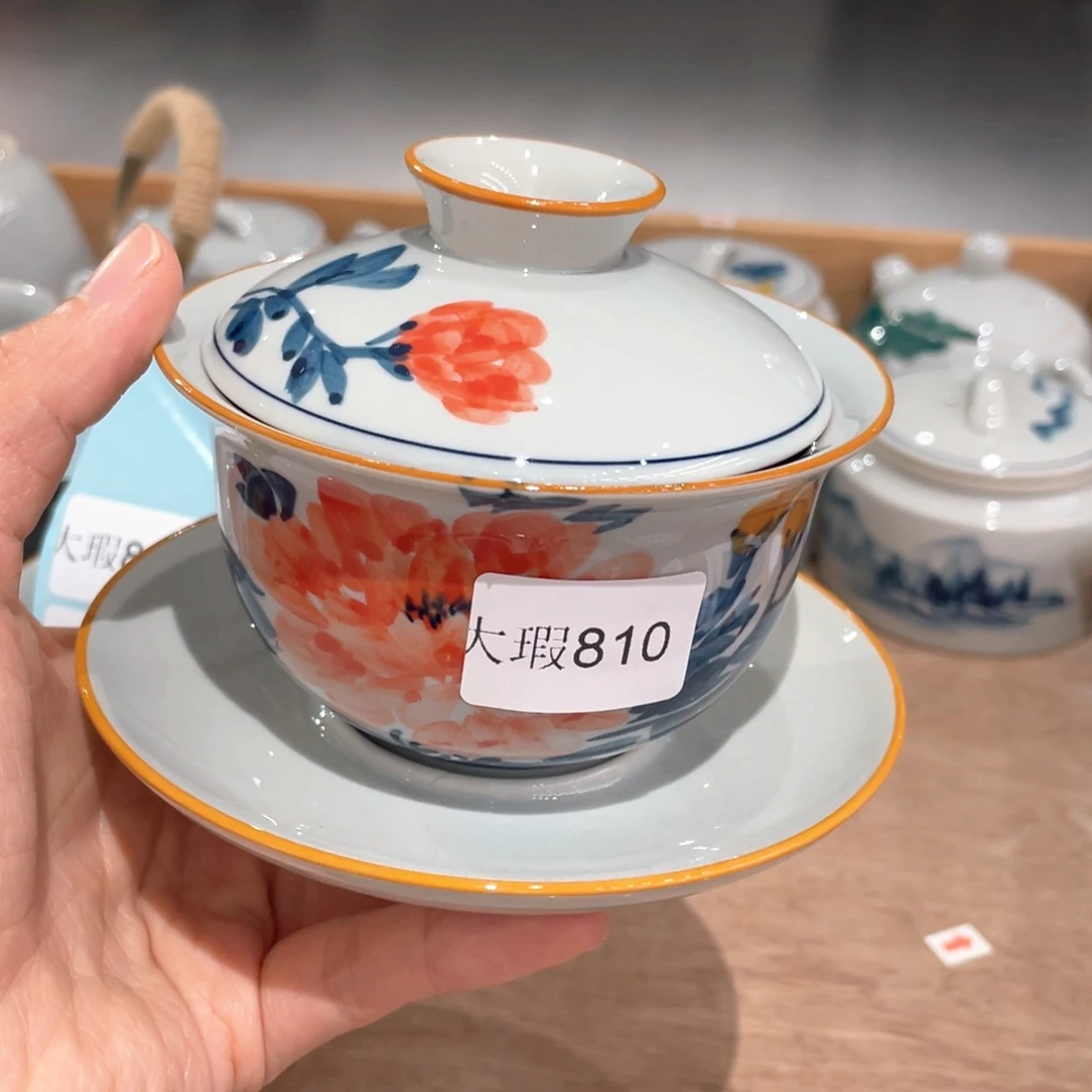 釉下彩纯手绘有瑕