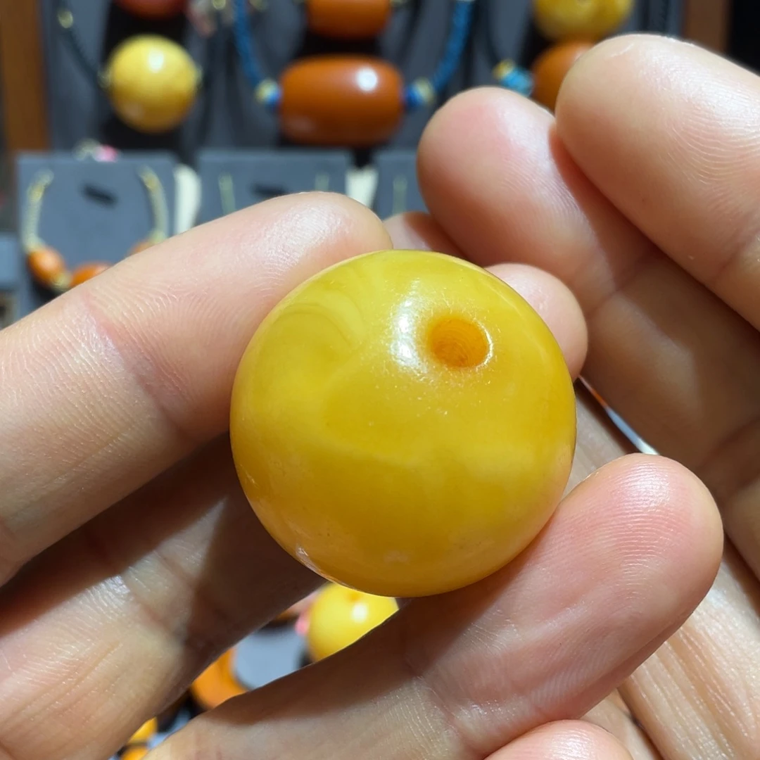 琥珀颈饰未镶嵌天然老蜜蜡单珠项链直径28·8