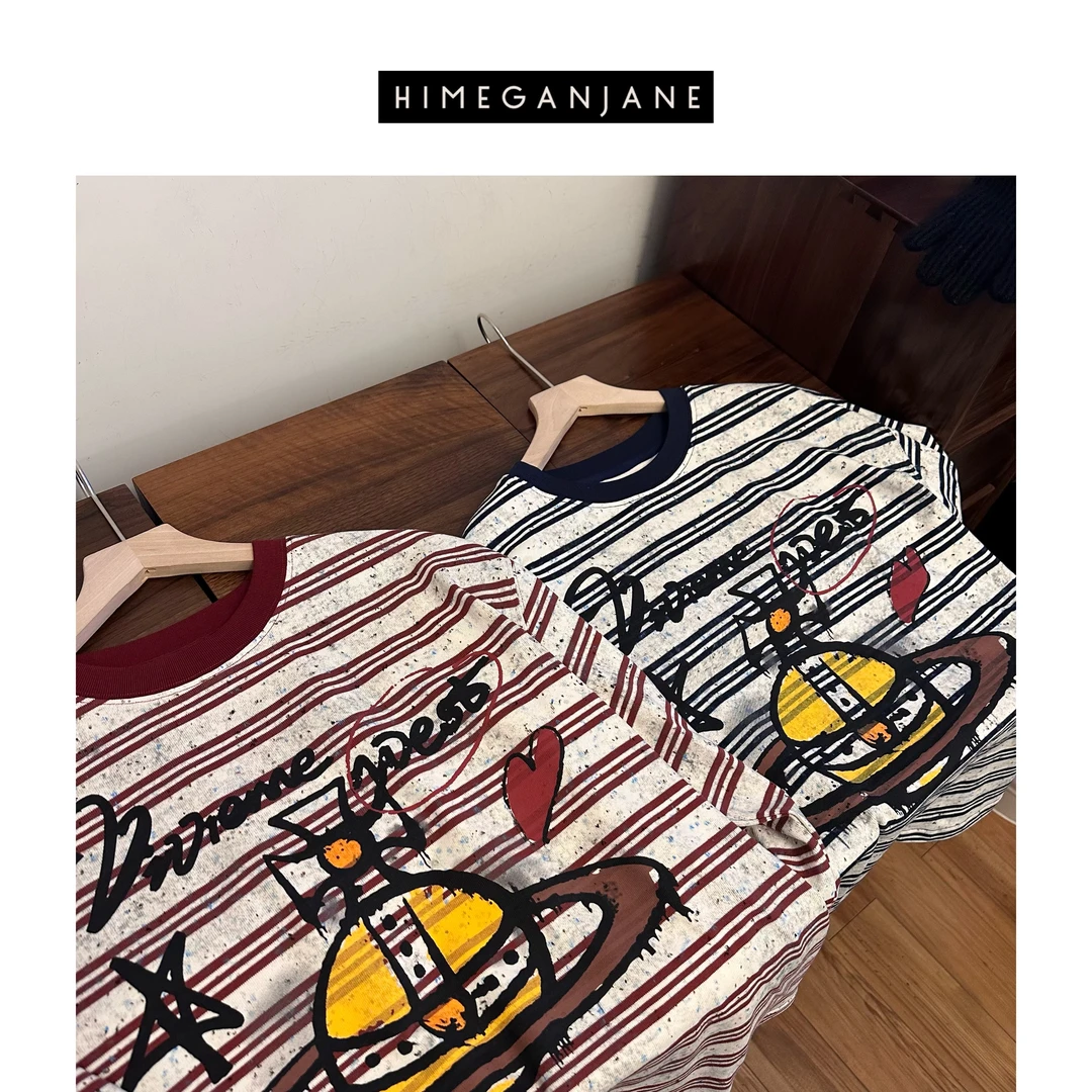 手工泼墨印染条纹T恤 SF-0275