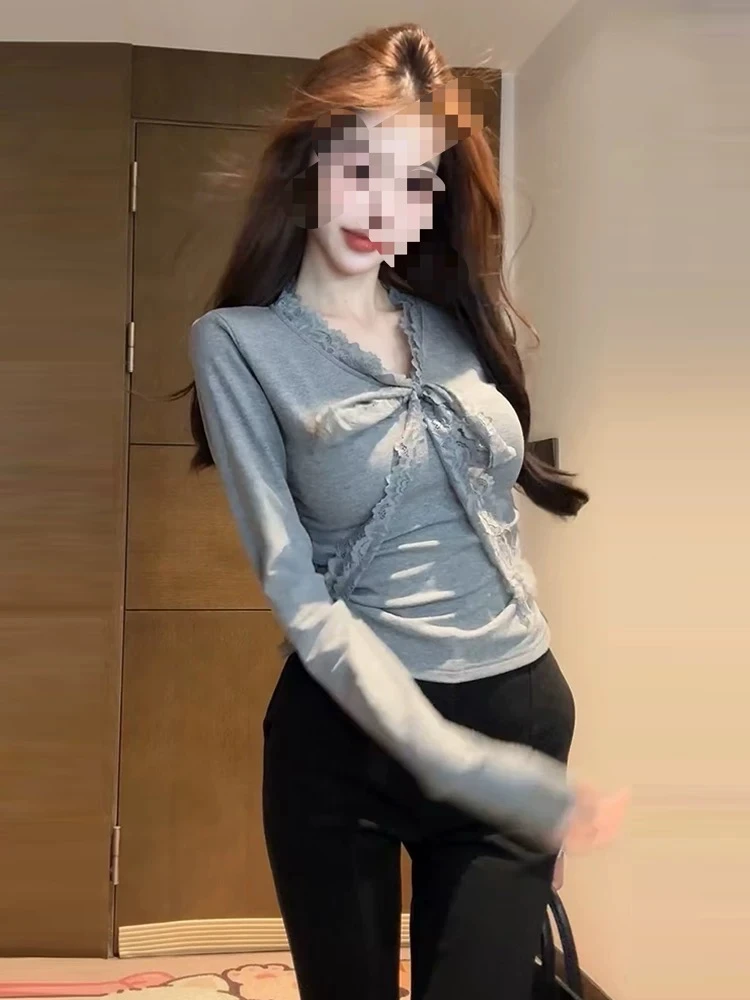 别致设计感小众长袖上衣洋气上衣女2025春季9196