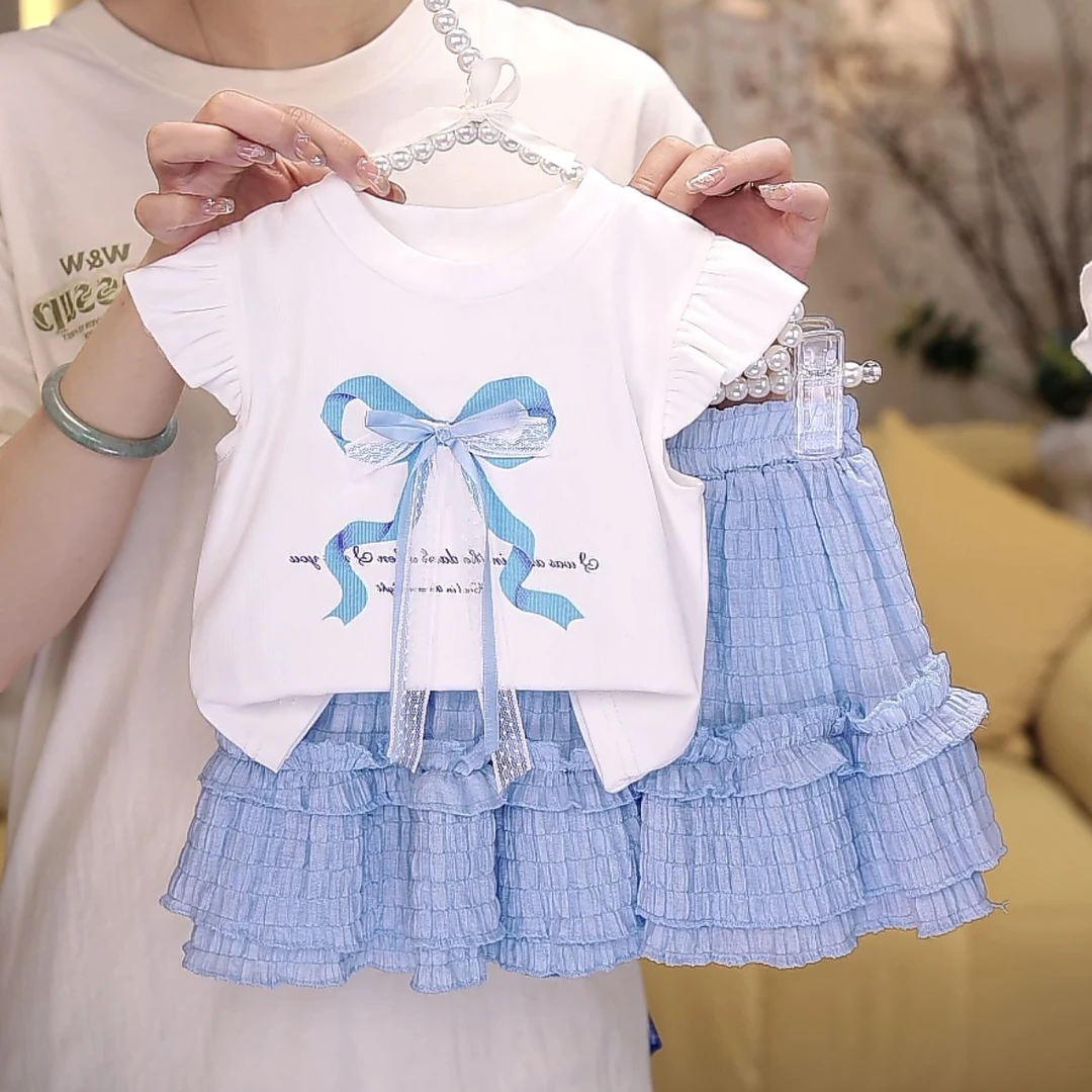 女童公主裙夏装2025新款洋气儿童夏季套装时髦小女孩半身裙两件套
