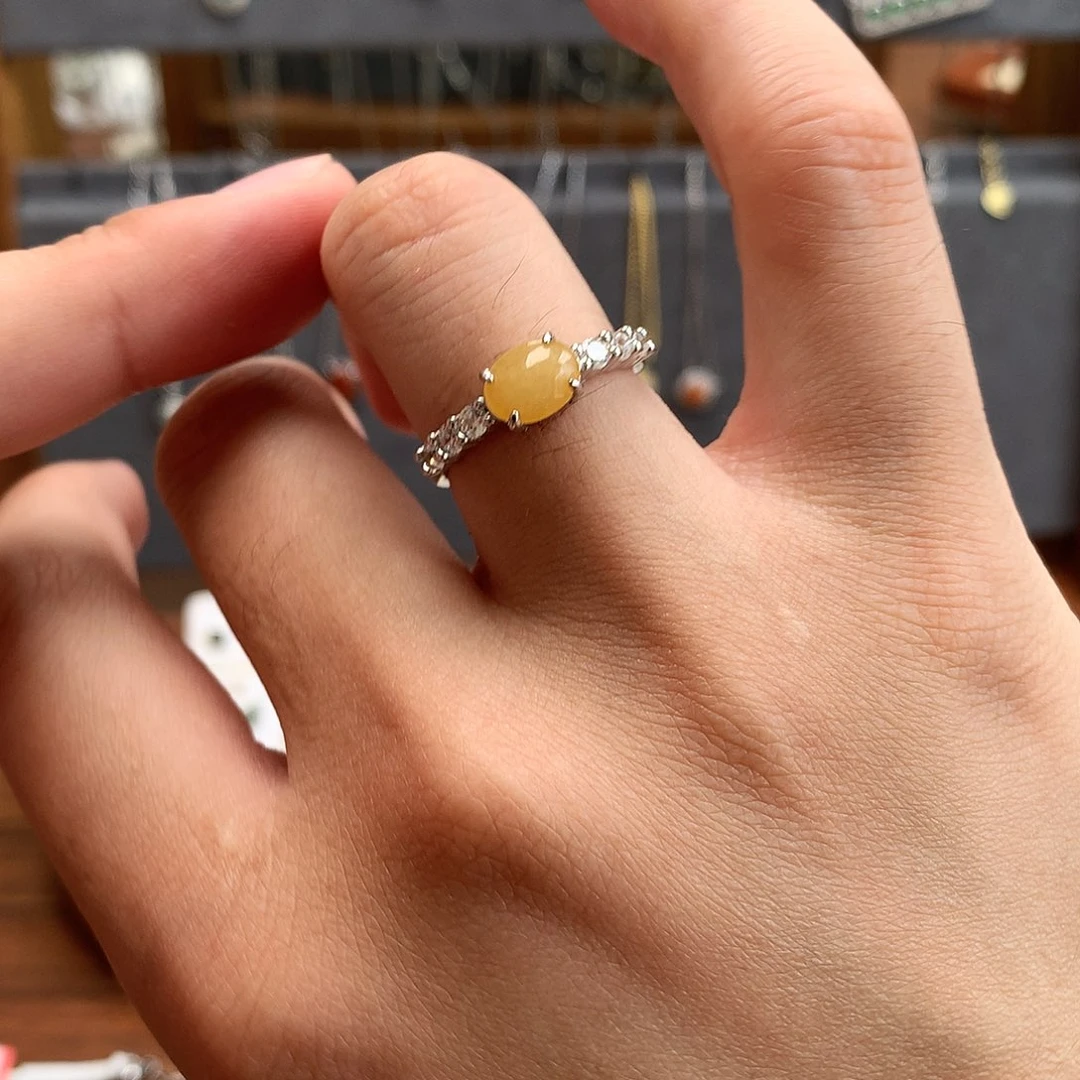 翡翠戒指银S925镶嵌0050