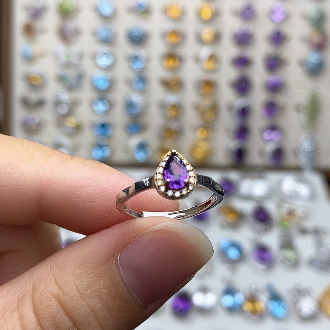 银S925镶嵌戒指紫晶不含证书