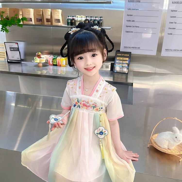 周服童雪纺儿童汉服童装公主宝宝唐装改良襦裙子表演服夏装